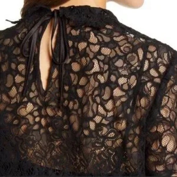 NEW 7 For All Mankind Scalloped Lace Top in Jet Black size XS - Picture 6 of 14